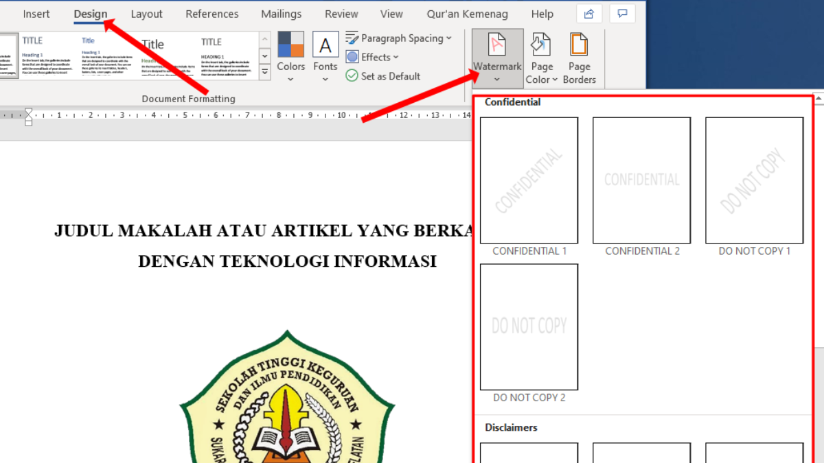 3 Cara Membuat Watermark Di Word Mudah Dan Cepat IndoTimes