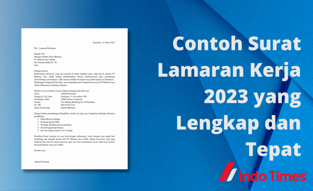 Contoh Surat Lamaran Kerja 2023 yang Lengkap dan Tepat