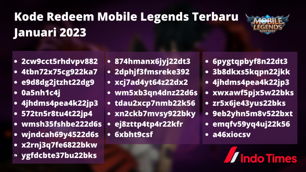 Update Kode Redeem Mobile Legends Terbaru Januari 2023