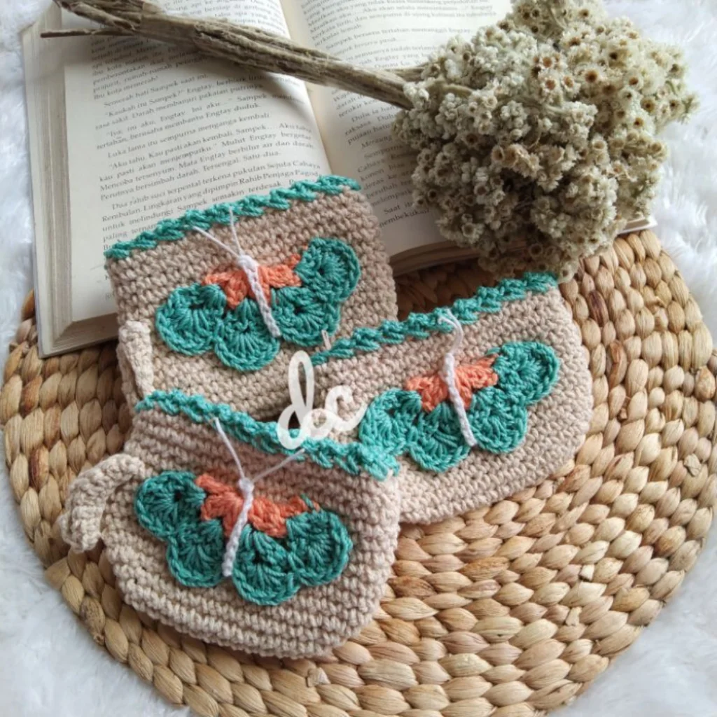 Dompet Koin Rajut Butterfly || Dompet Rajut untuk Gaya Vintage