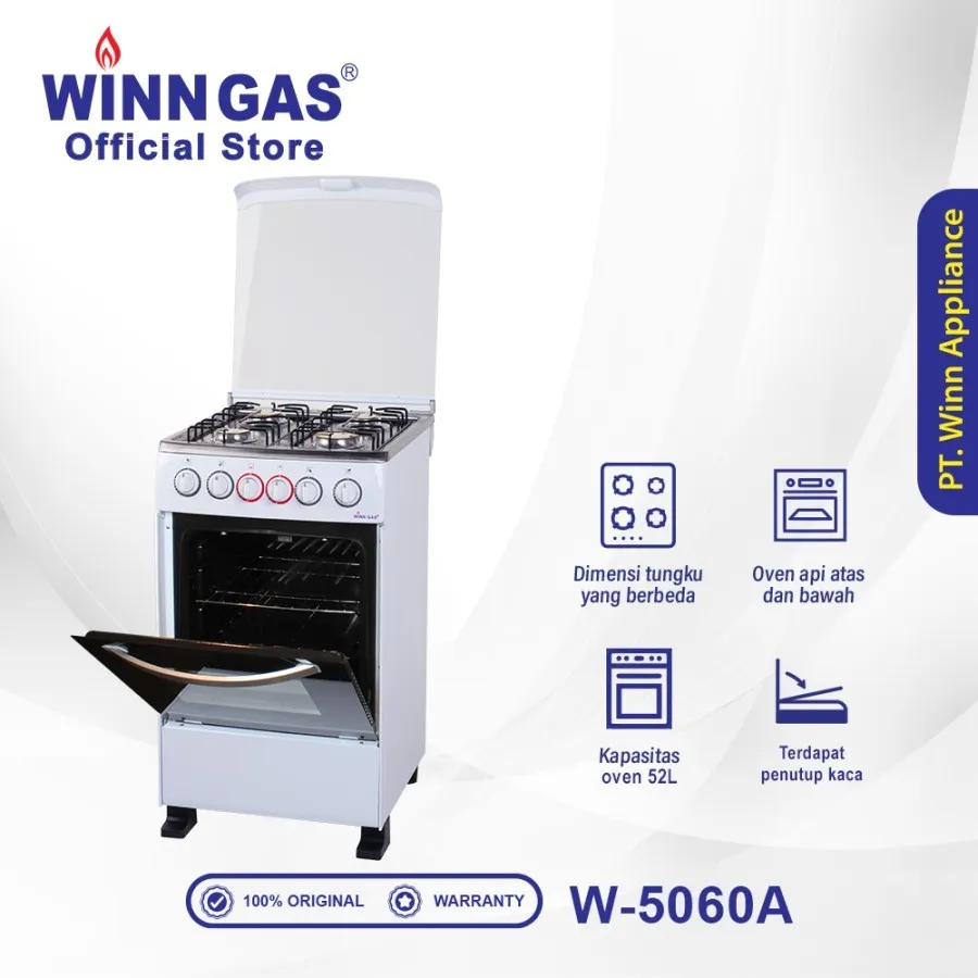 Kompor Winn Gas W5060 Freestanding Cooker || Kompor 4 Tungku