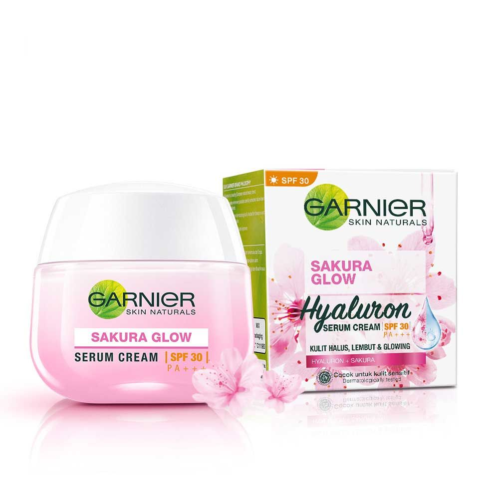 Garnier Sakura Glow Serum Day Cream SPF21 || Cream Pemutih Wajah Tercepat || Indo Times