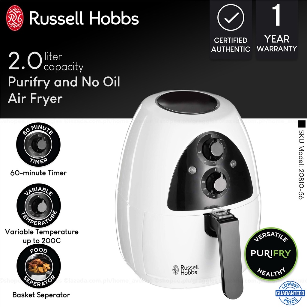 Air Fryer Low Watt Terbaik || Russell Hobbs Purifry Health Fryer 20810-56