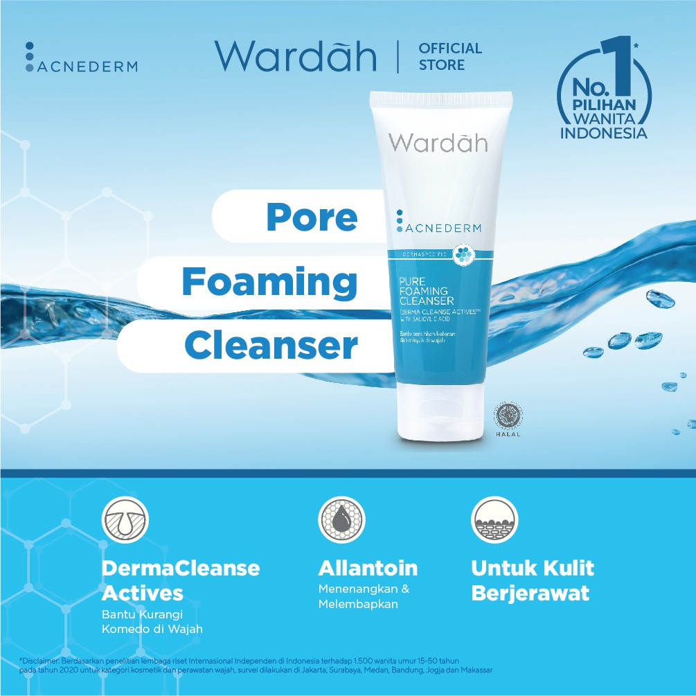 Wardah Acnederm Pure Foaming Cleanser || Skincare Penghilang Bruntusan Terbaik