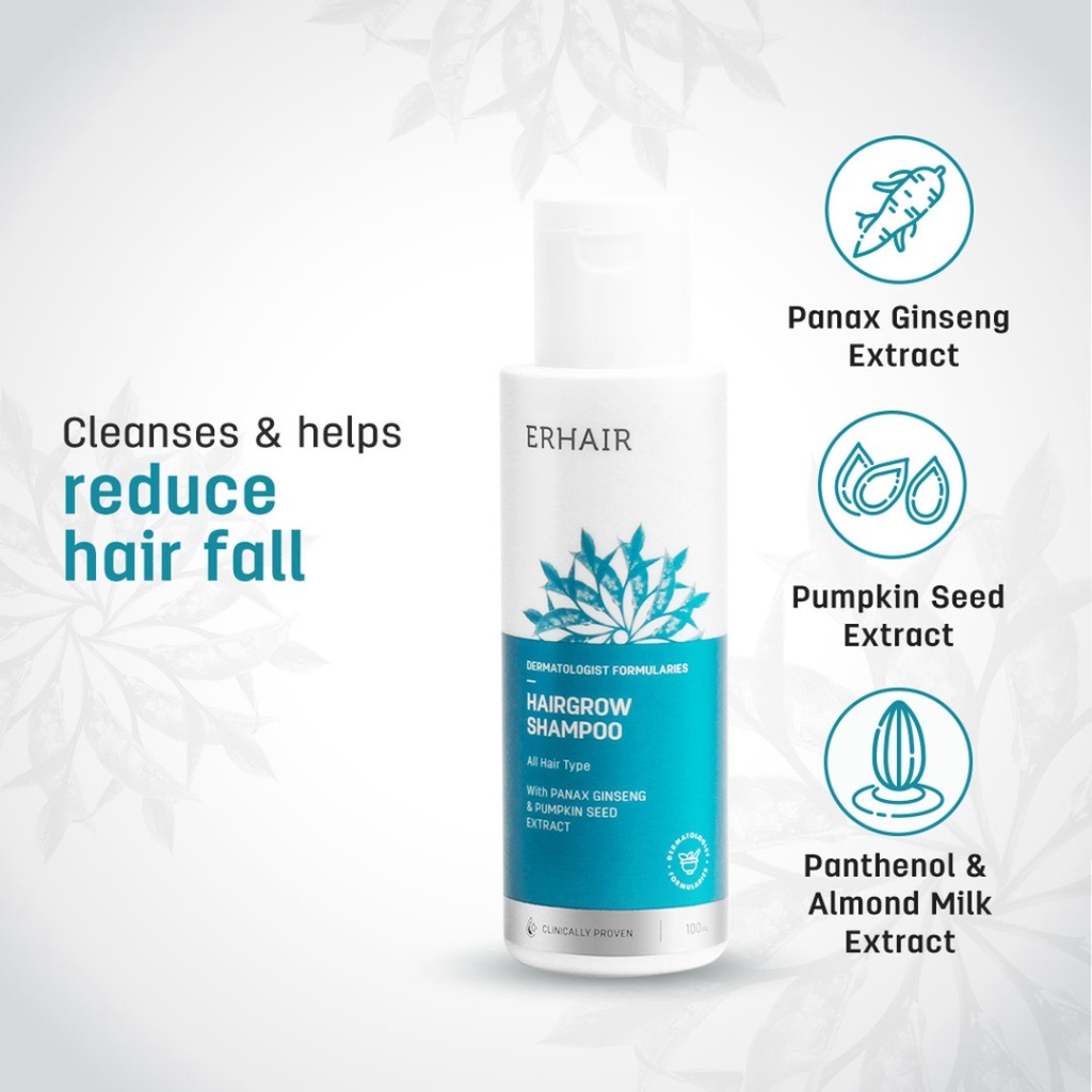 Erhair Hairgrow Shampoo With Panax Ginseng & Pumpkin Seed Extract || Shampo agar Rambut Cepat Panjang