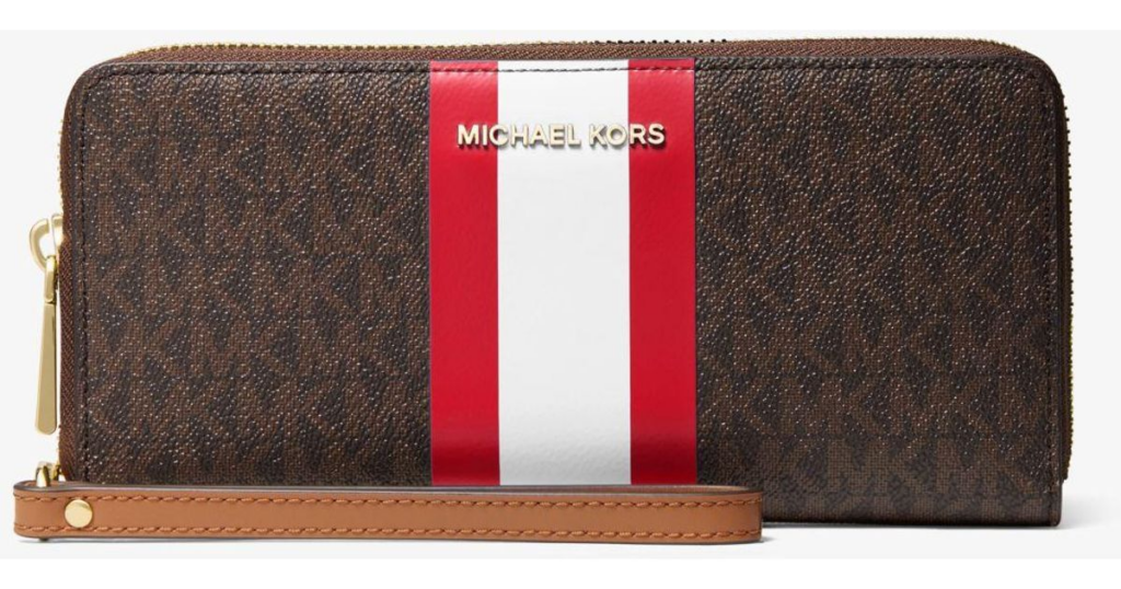 Model Dompet Michael Kors || Large Logo Stripe Continental Wallet