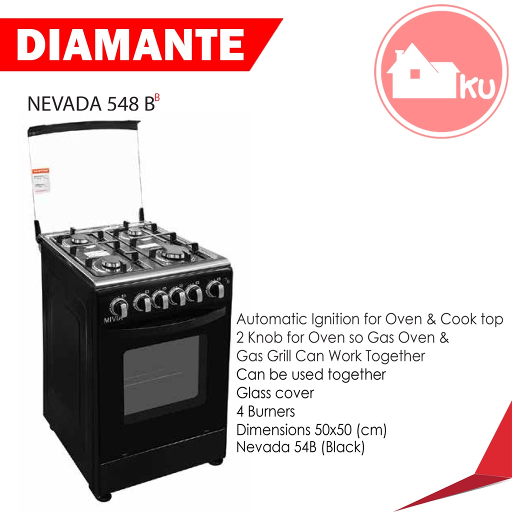 Mivia Freestanding by Diamante Nevada 54B || Oven Kompor Gas Terbaik