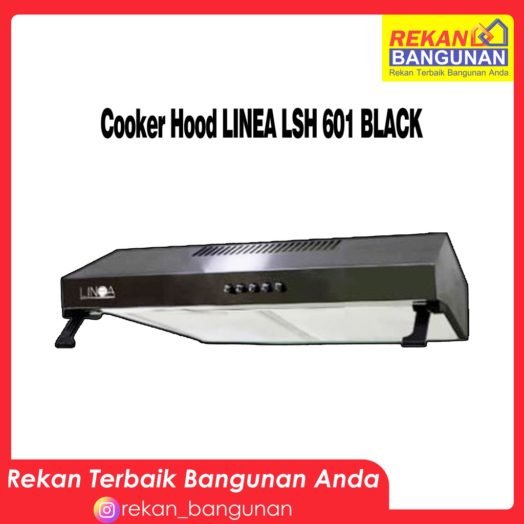 LINEA Slim Hood LSH 601 BLACK || Cooker Hood Tanpa Cerobong
