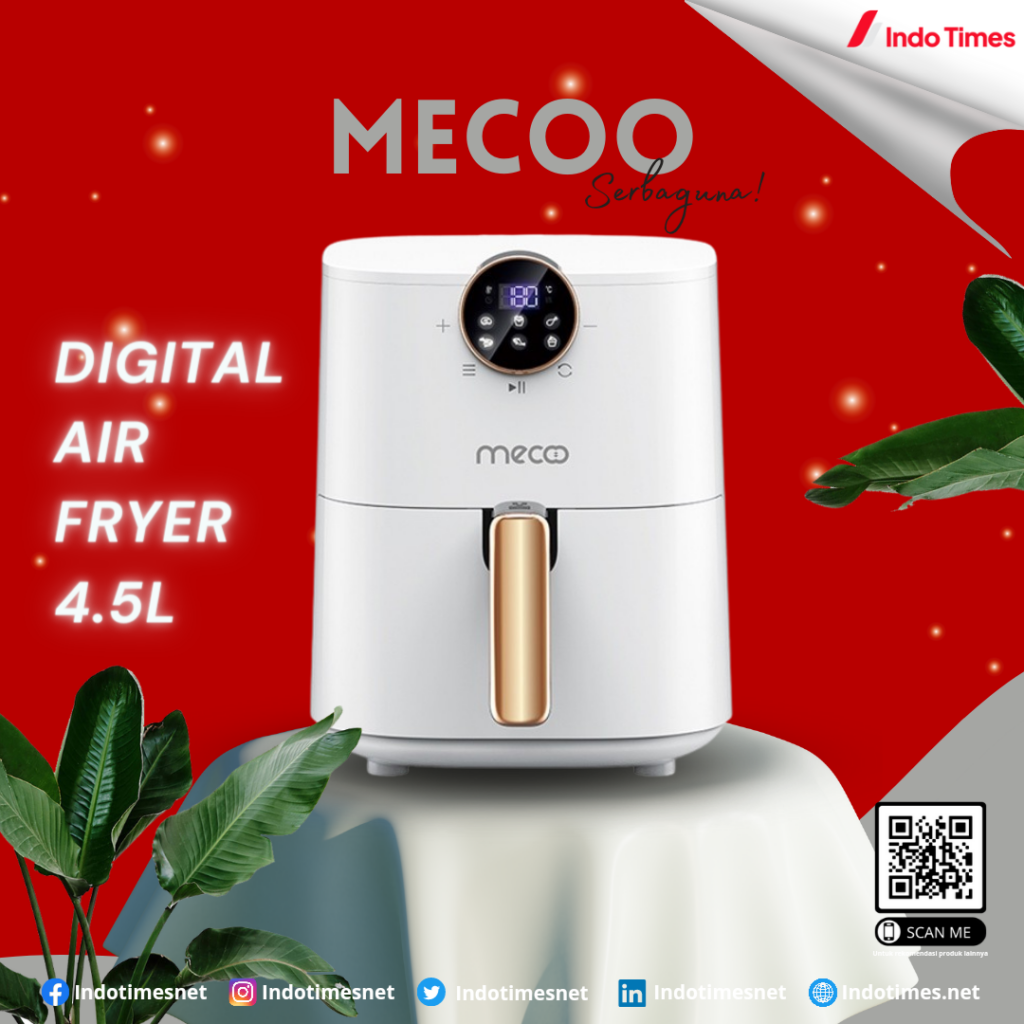 Mecoo Digital Air Fryer 4.5L || Merk Air Fryer Low Watt Terbaik