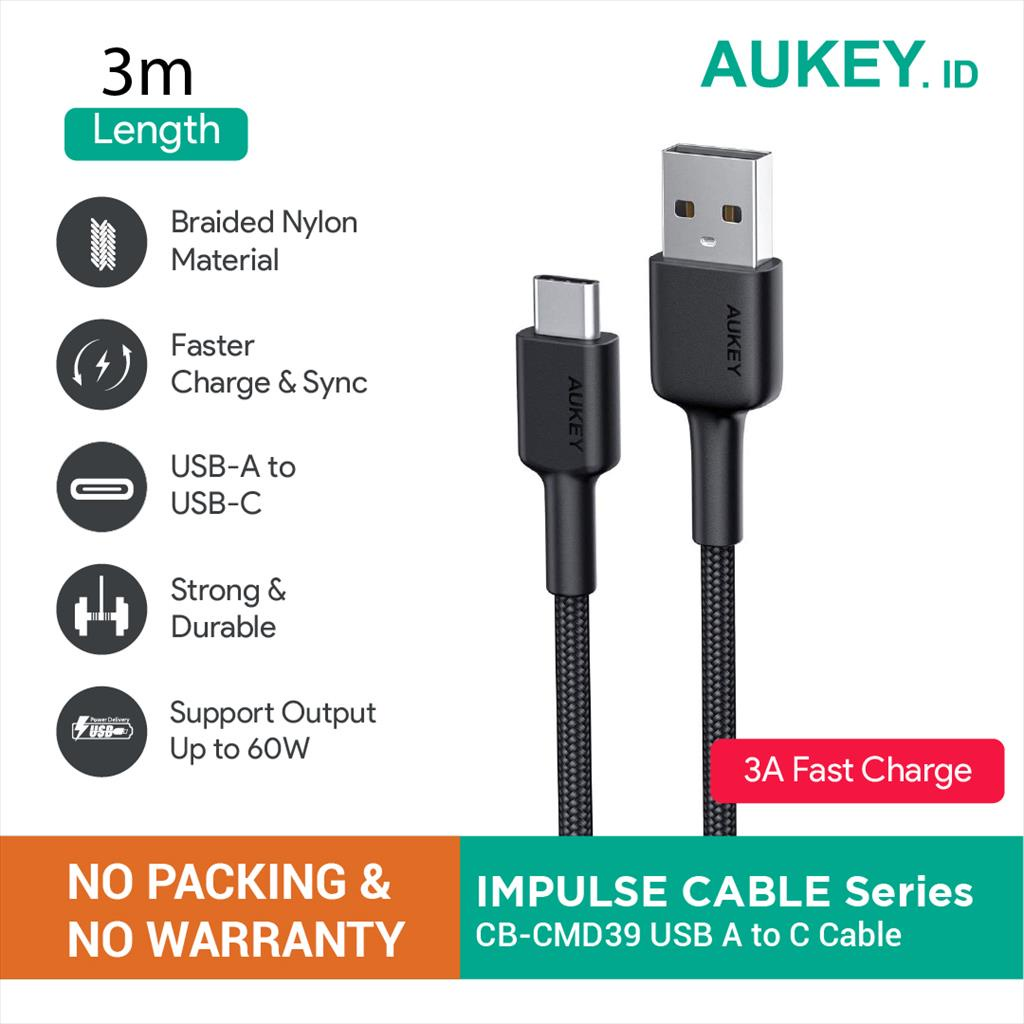 Kabel Data Aukey CB-CMD39 || Kabel USB Type C Paling Awet