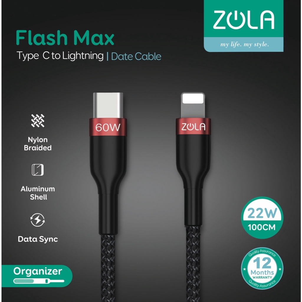 Zola Flash Fast Charge Kabel Data Type C || Kabel USB Type C Paling Awet