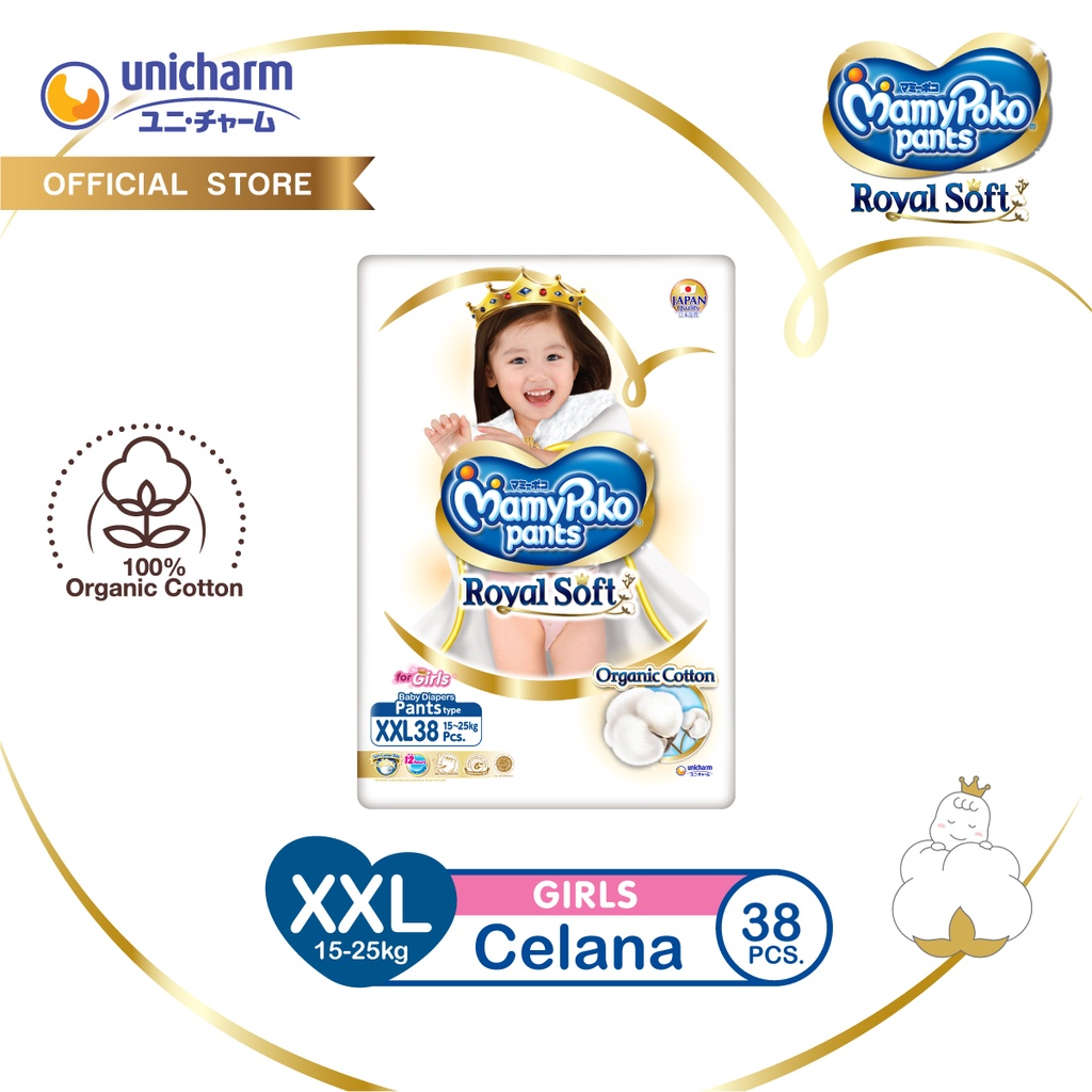 Unicharm MamyPoko Pants Royal Soft Organic Cotton || Merk Popok Bayi Terbaik