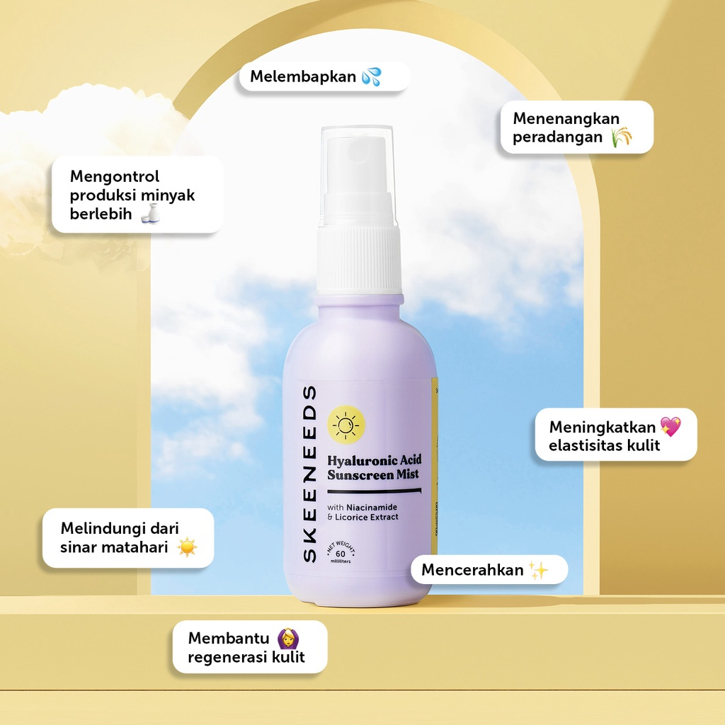 Skeeneeds Hyaluronic Acid Sunscreen Mist || Sunscreen Spray Wajah Terbaik