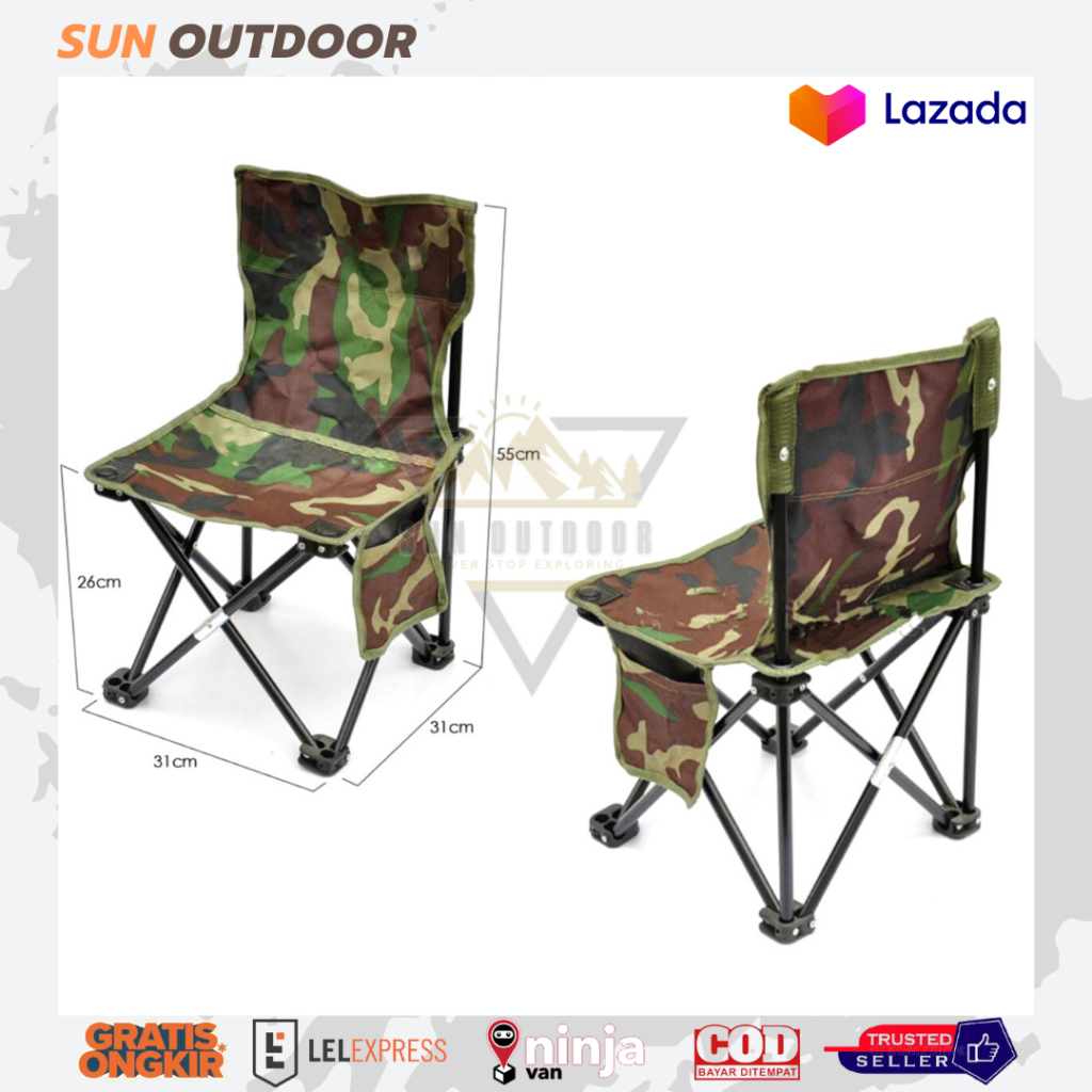 Camo Outdoor Chair Dengan Sandaran || Kursi Lipat Outdoor Camping Murah
