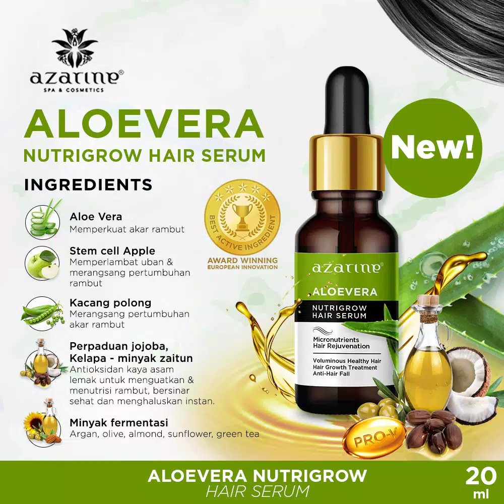 Azarine Aloevera Nutrigrow Hair Serum || serum untuk rambut rontok