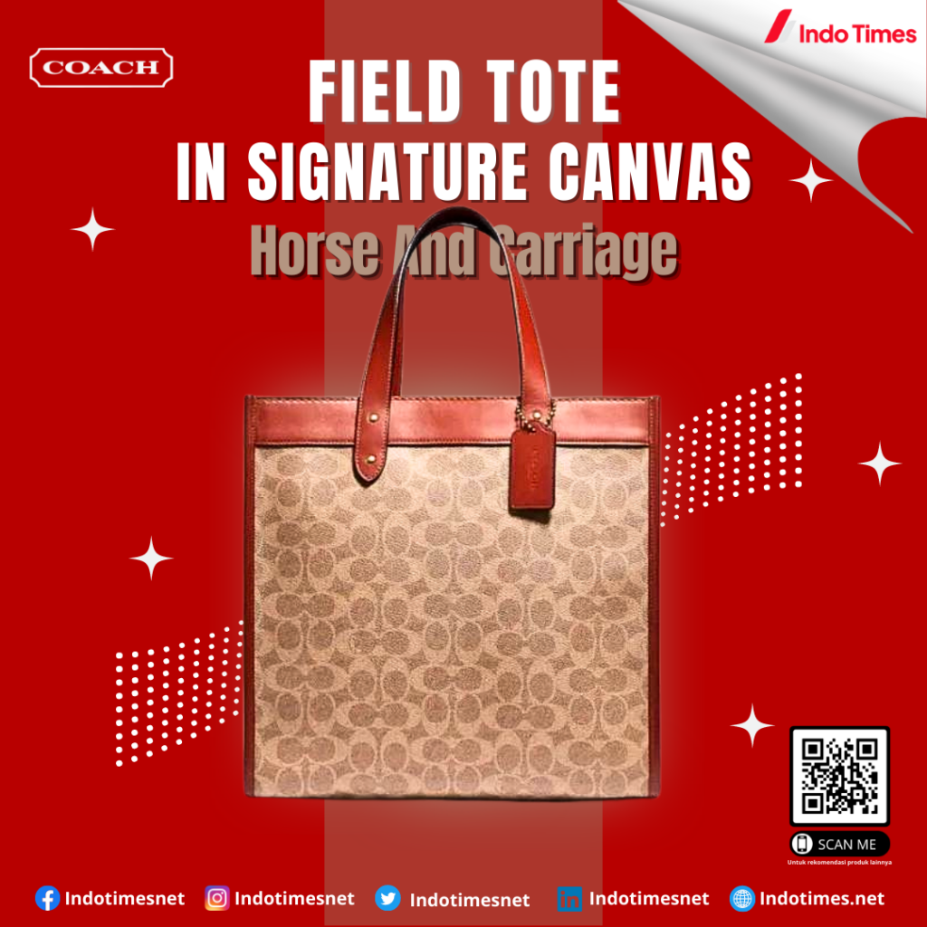 Field Tote In Signature Canvas With Horse And Carriage || Merk Tas Kulit Wanita Branded