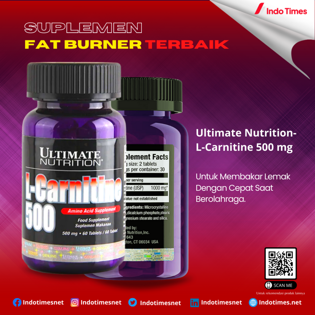 Ultimate Nutrition-L-Carnitine 500 mg || Suplemen Fat Burner Terbaik