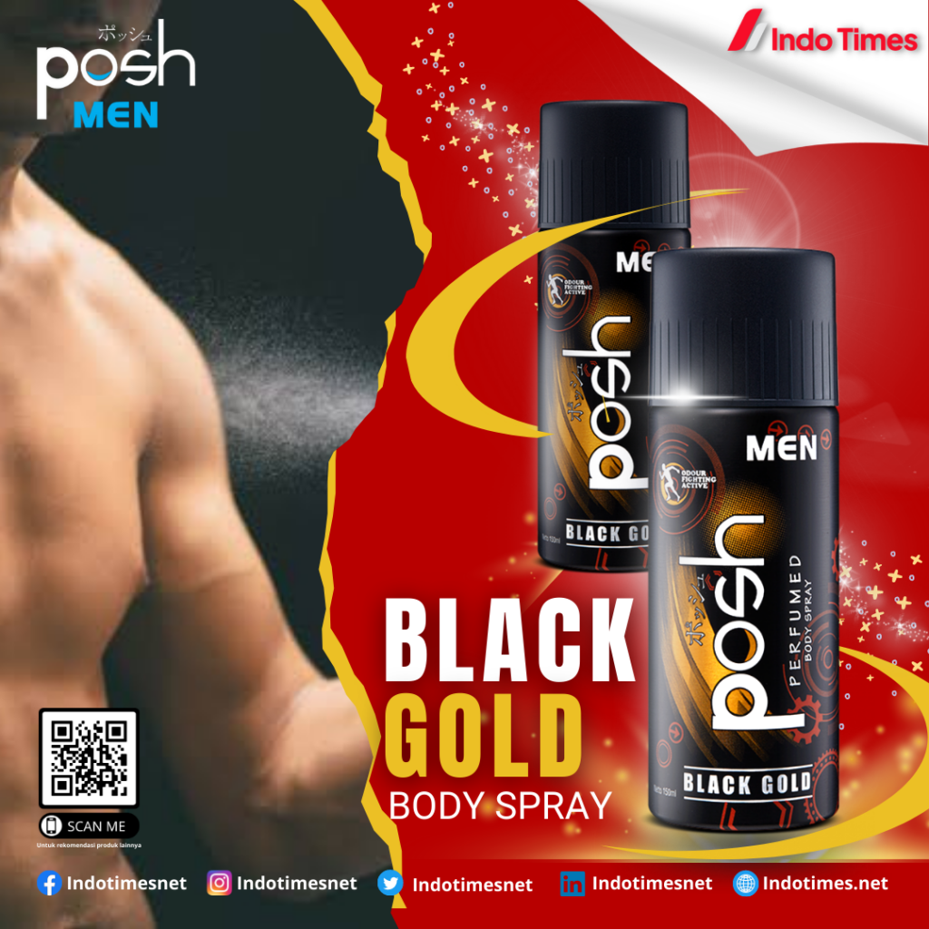 Posh Men Perfumed Body Spray Black Gold || Posh Men Paling Wangi Untuk Pria dan Wanita