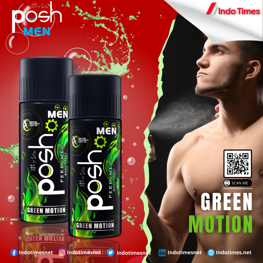 Posh Men Perfumed Body Spray Green Motion || Posh Men Paling Wangi Untuk Pria dan Wanita
