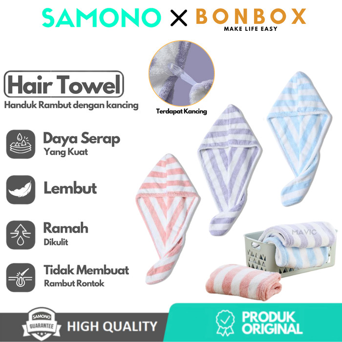 Samono: Bonbox Handuk Rambut  || Handuk Microfiber yang Bagus dan Lembut Sekali