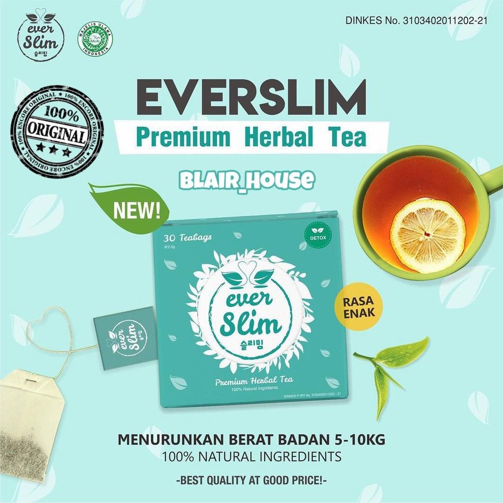 Everslim Premium Herbal Tea || Merk Teh Pelangsing Terbaik