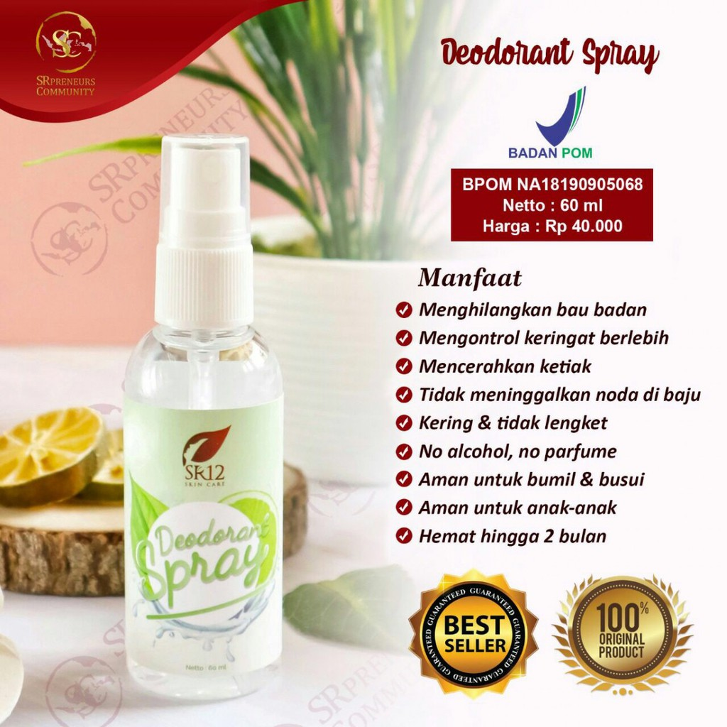 SR12 Skincare Deodorant Spray || Merk Deodorant Spray Bagus