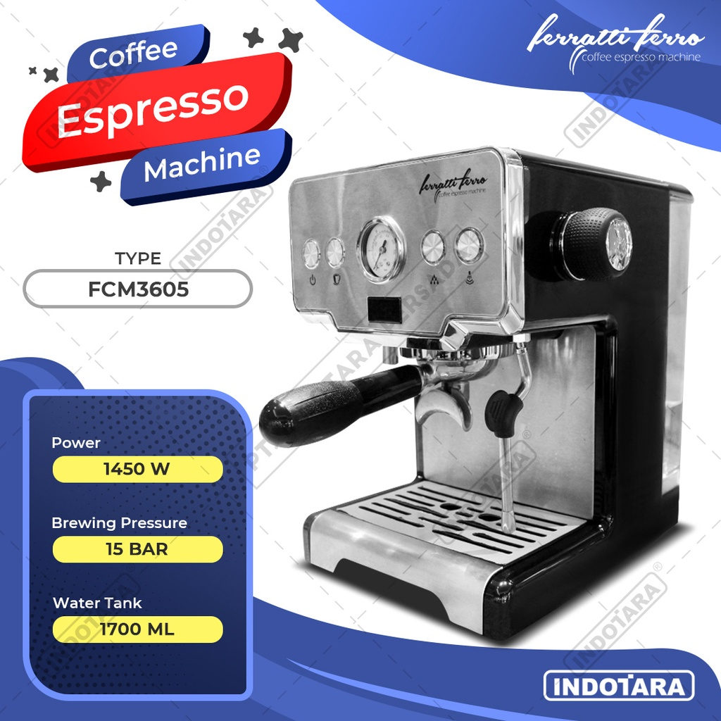 Ferratti Ferro Espresso Machine FCM3605 || Merk Coffee Maker Terbaik