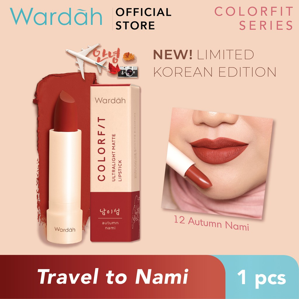 Wardah Colorfit Ultralight Matte Lipstick Korea Edition12 Autumn Nami || lipstik untuk bibir hitam dan kering