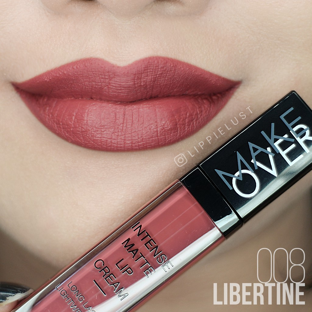 Make Over Intense Matte Lip Cream 008 Libertine || lipstik untuk bibir hitam dan kering