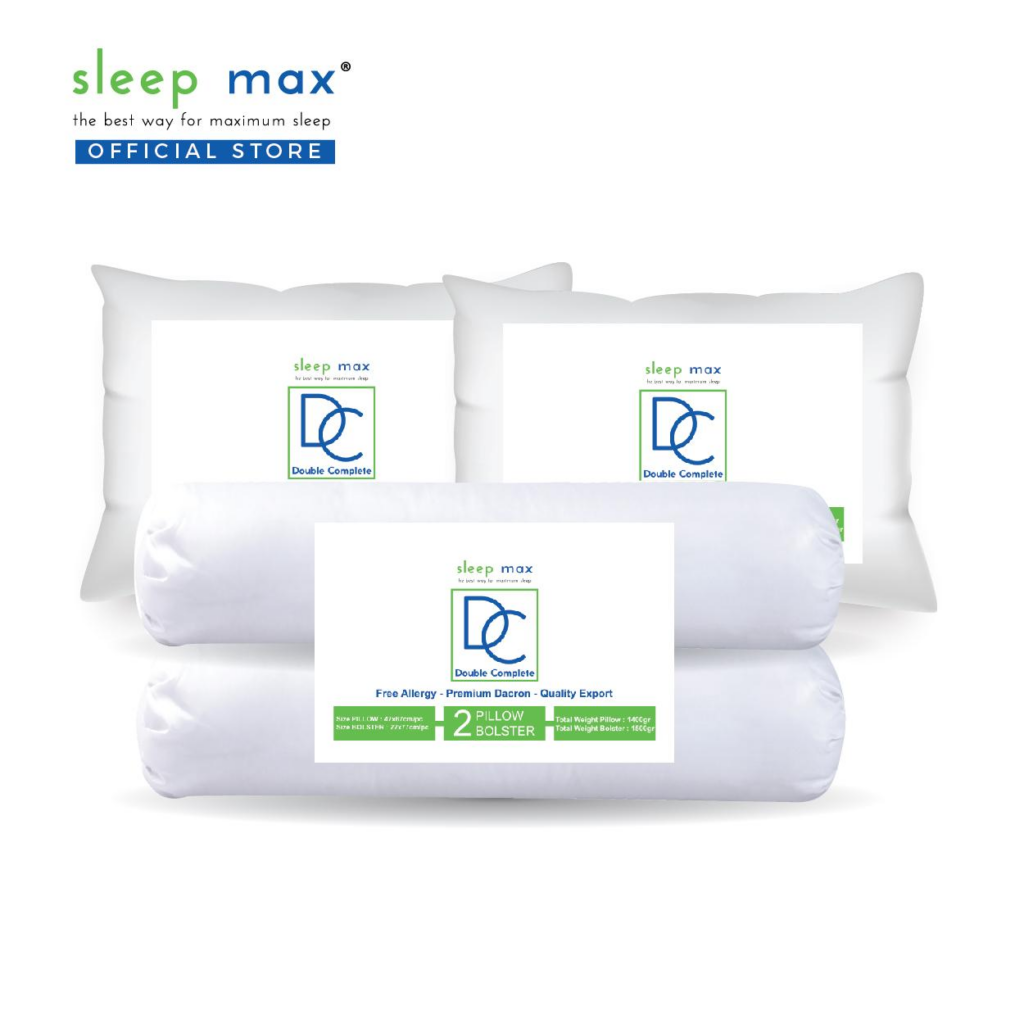 Sleep Max: Double Complete Pillow Bolster || Bantal dan Guling Terbaik