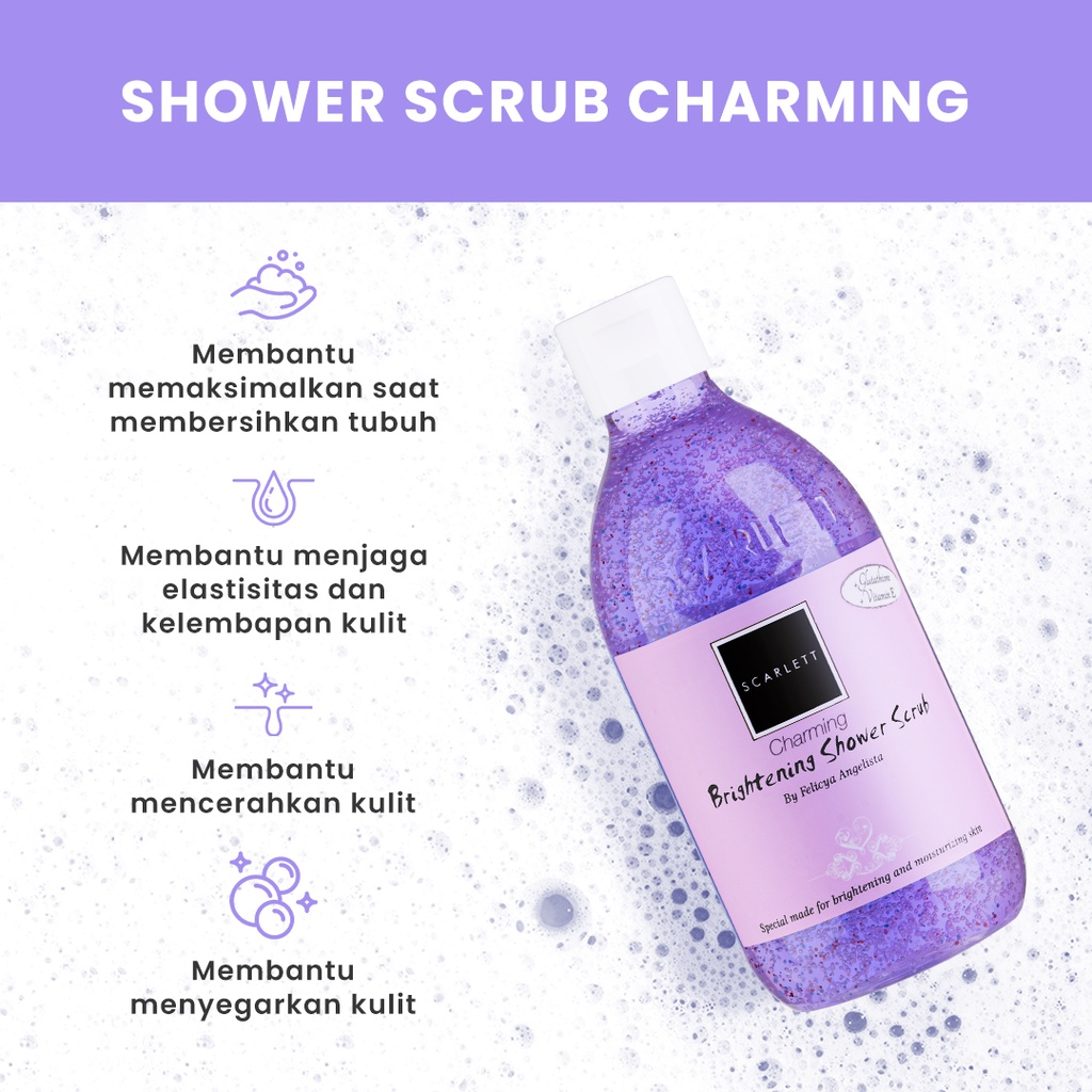 Brightening Shower Scrub – Charming || Sabun Mandi Cair Terbaik