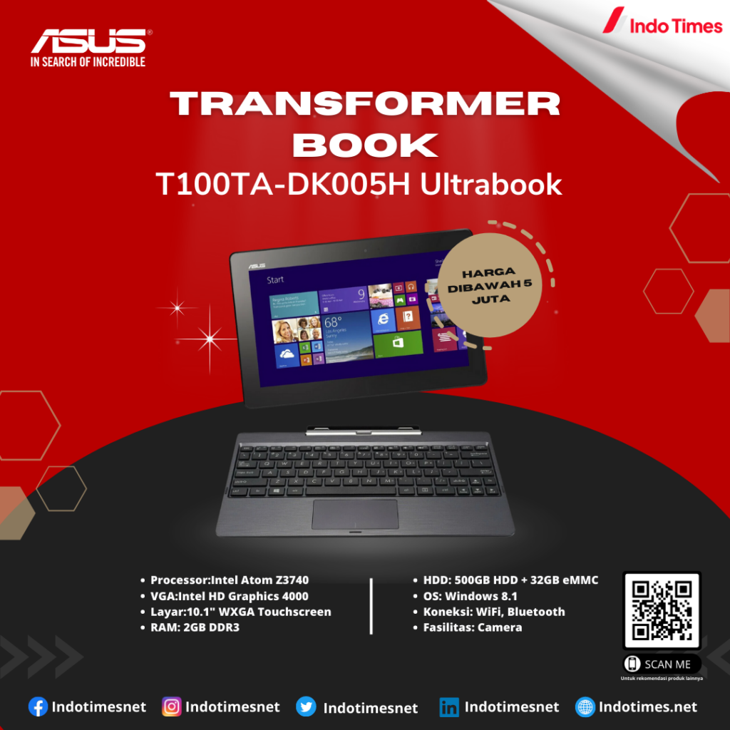 ASUS Transformer Book T100TA-DK005H Ultrabook || Laptop Touchscreen Murah Dibawah 5 Juta