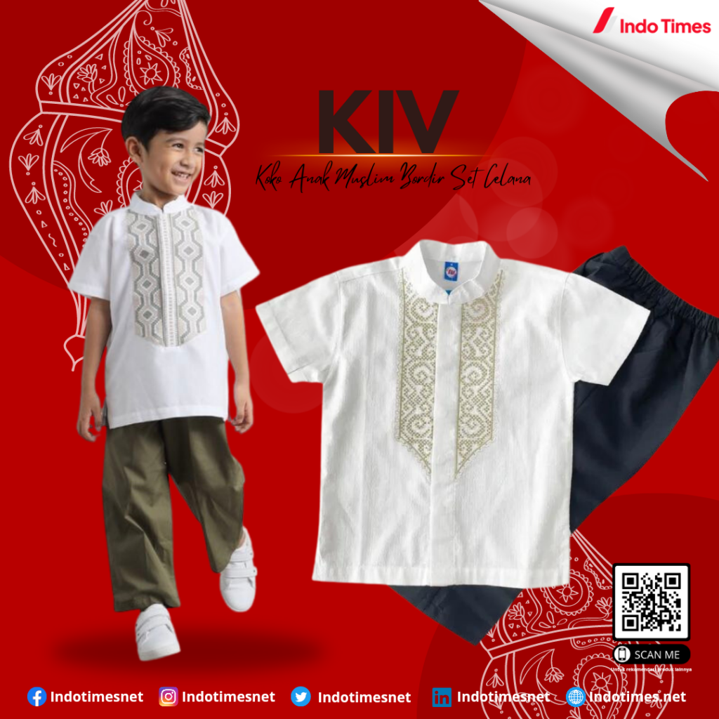 KIV Koko Anak Muslim Bordir Set Celana || Model Baju Koko Anak Laki-Laki