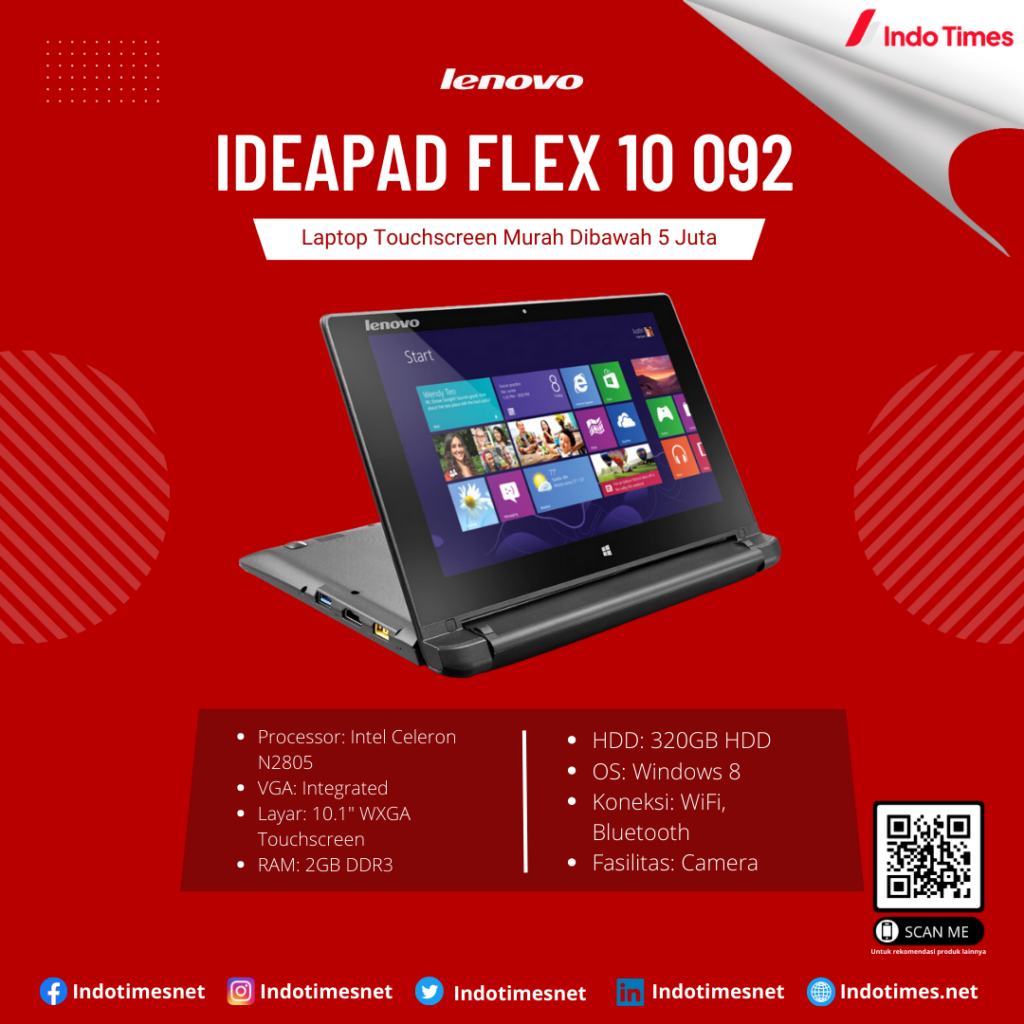 LENOVO IdeaPad Flex 10 092 || Laptop Touchscreen Murah Dibawah 5 Juta