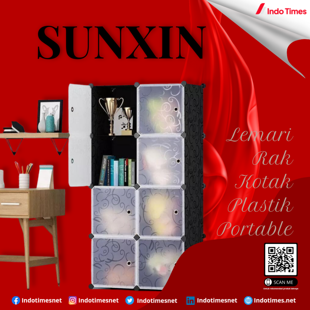Sunxin Lemari Rak Kotak Plastik Portable || Rak Buku Plastik Model Kekinian