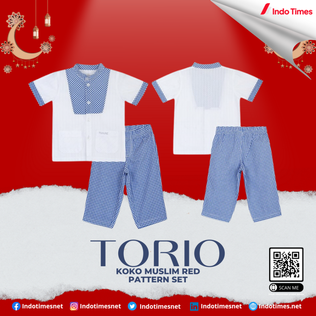 Torio Koko Muslim Red Pattern Set || Model Baju Koko Anak Laki-Laki