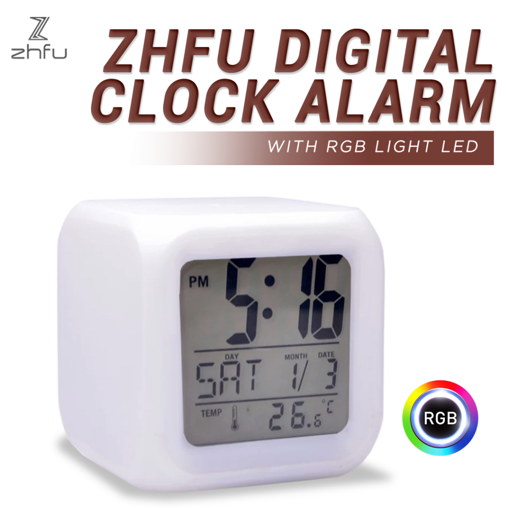 Zhfu Digital Clock RGB Light LED || Jam Meja Digital Terbaik