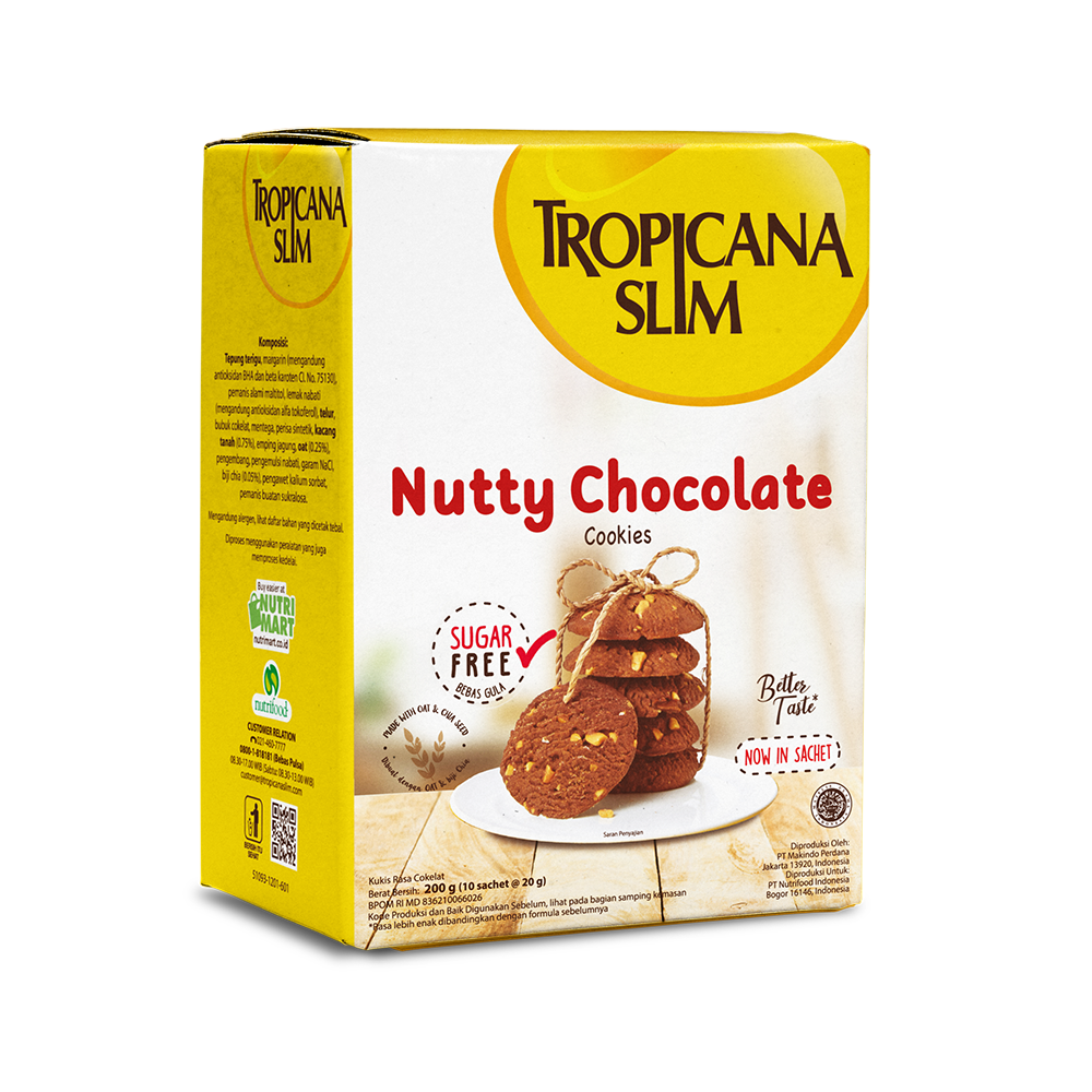 Nutrifood Indonesia: Tropicana Slim Nutty Chocolate Cookies || Kue Kacang Terbaik