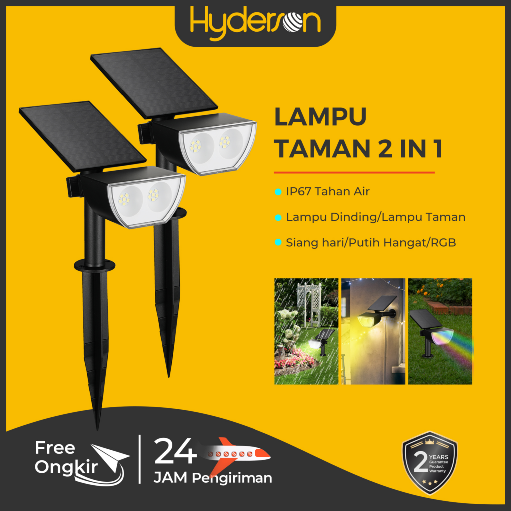 Hyderson Lampu Taman Tenaga Surya Light LED Solar Dinding Tahan Air  || Lampu Tenaga Surya Hemat Energi Terbaik