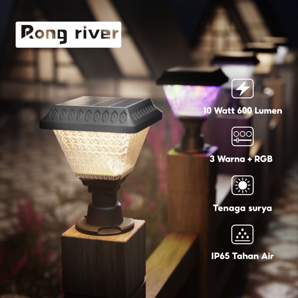 RONG RIVER 200W Lampu Taman Tenaga Surya Sensor Gerak  || Lampu Tenaga Surya Hemat Energi Terbaik