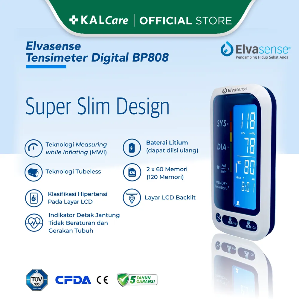 Elvasense Blood Pressure Monitor BP808  || Merk Tensimeter yang Bagus 