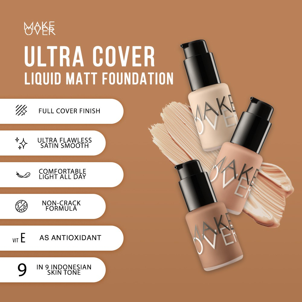 Make Over Ultra Cover Liquid Matt Foundation ||Foundation full coverage terbaik