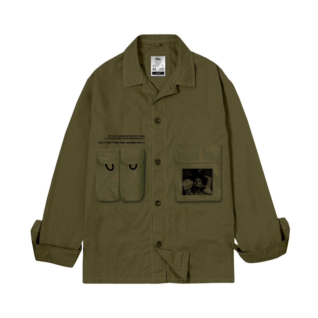 Flickworld Pleasure Internal Overshirt Jacket Army || Jaket Army Pria Terbaik