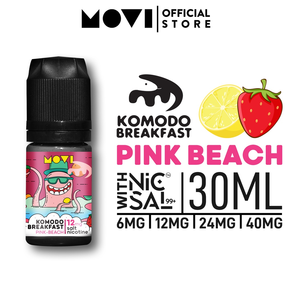 MOVI Komodo Breakfast Pink Beach Strawberry Lemonade  || Liquid Freebase Terbaik dan Terenak 2023