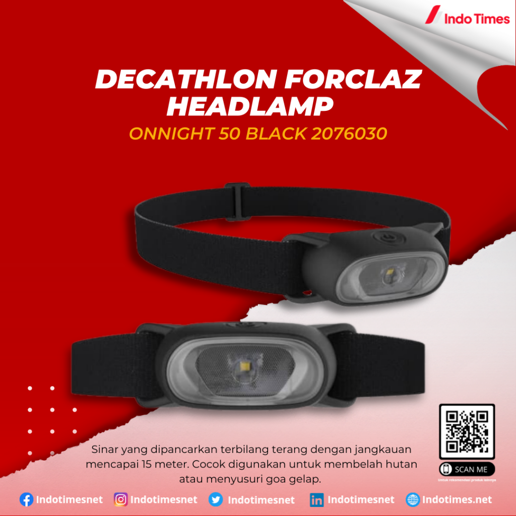 Decathlon Forclaz Headlamp Onnight 50 Black 2076030  || Merek Senter Kepala Terbaik