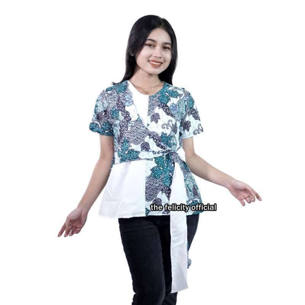 Kemeja Batik Dengan Pita Di Pinggul || Model Atasan Batik Wanita Elegan