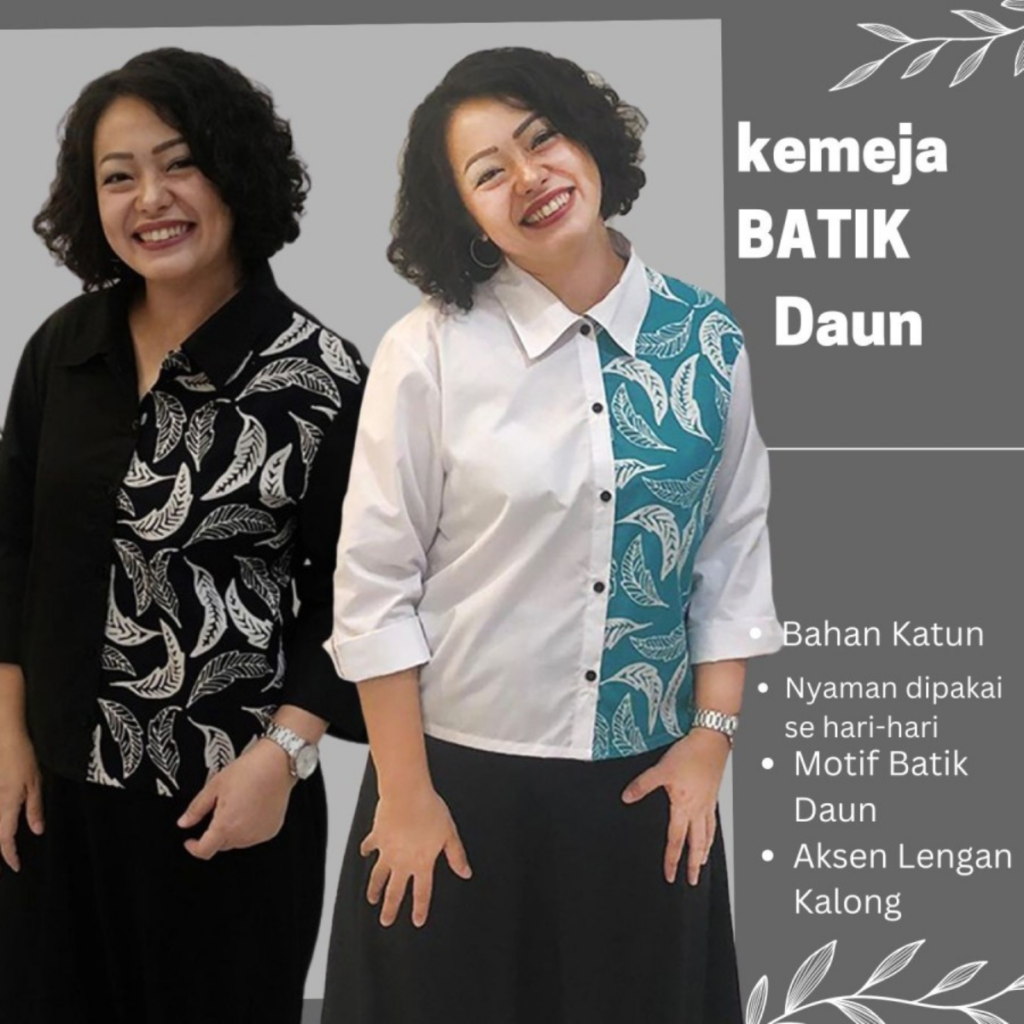 Kemeja Formal Lengan Panjang Motif Batik Bunga || Model Atasan Batik Wanita Elegan