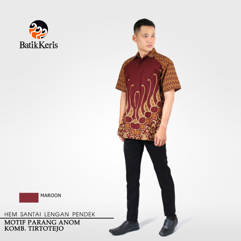 Batik Keris: Hem Santai Motif Parang Anom Kombinasi Tirtotejo || Baju Batik Pria Terbaru
