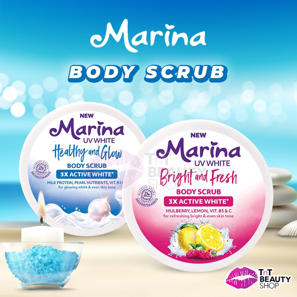 Marina UV White and Glow Body Scrub || Lulur Terbaik untuk Memutihkan Kulit