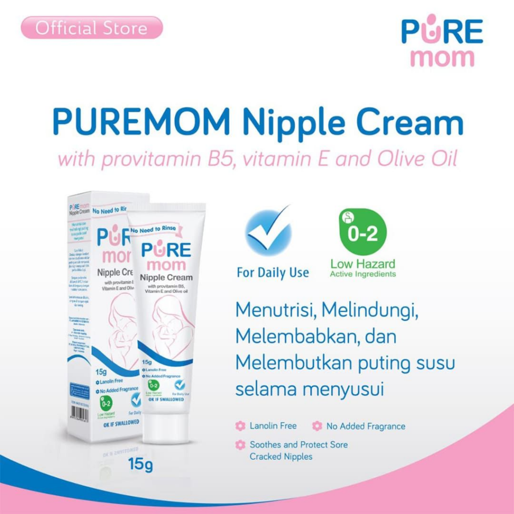 Pure Baby: Pure Mom Kemasan 15 gr || Merk Nipple Cream Terbaik